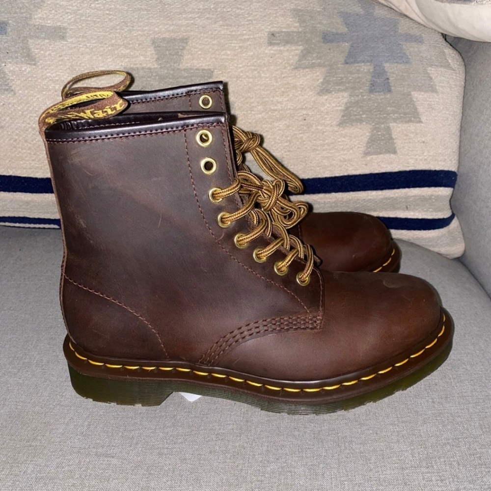 Dr. Martens Dark Brown Leather Boots/ Little Distressed/ BNIB/ Unisex